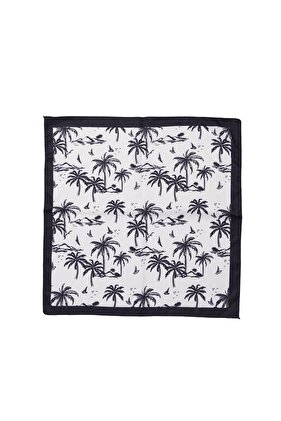 Palmiye Desenli Saten Fular