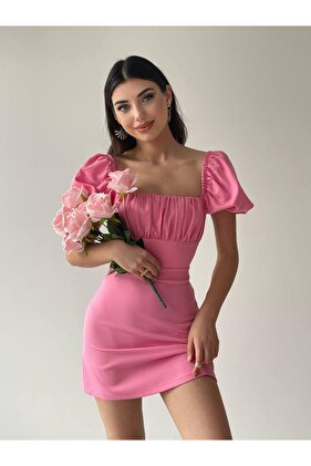 Sırt Dekolteli Mini Kadın Elbise