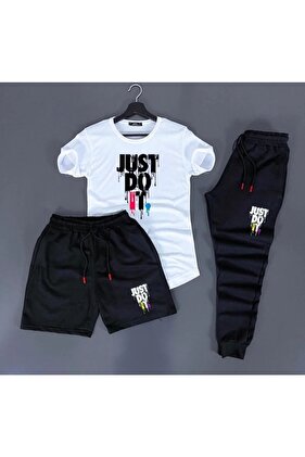 مجموعة مكونة من 3 قطع صيفية مطبوعة باللونين الأبيض والأسود