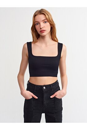Kadın Siyah 3540 Askılı Crop Top 101A03540