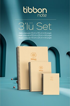 Note Defter Spiralli 3 Lü Set Sarı 56
