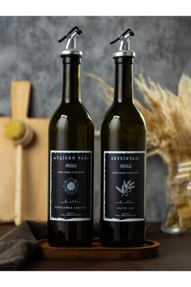 حامل خشبي بيضاوي كهرماني طقم كهرمان مكون من 2 وعاء زيت زجاجي كهرماني 750 مل وعاء زيت Ss