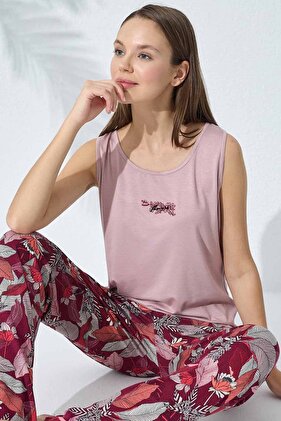 طقم بيجامة فيسكوز منقوشة