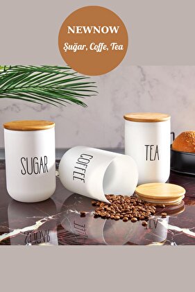 3-Piece Luxury Jar Set, Sugar, Coffee, Tea, Sugar Bowl, Salt Shaker Set, Bamboo Jar with Lid 1000ml