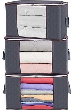 3 قطع - لحاف وسادة مبطن نافذة سكراب رمادي 75 × 40 × 40 سم