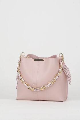 حقيبة يد نسائية وحقيبة كتف من الجلد الناعم مكونة من 3 أقسام مع وشاح وإكسسوارات سلسلة