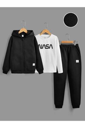 طقم سترة وبدلة رياضية للأطفال مكونة من 3 قطع مطبوعة من ناسا