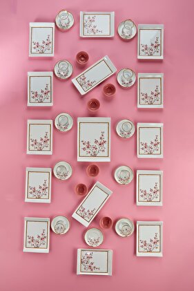 طقم إفطار منقوش بزهرة ساكورا لـ 12 شخصًا - 33 قطعة