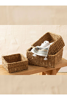 3-Piece Square Wicker Organizer Decorative Basket & Towel Holder & Decorative Organizer & Bathroom Organizer