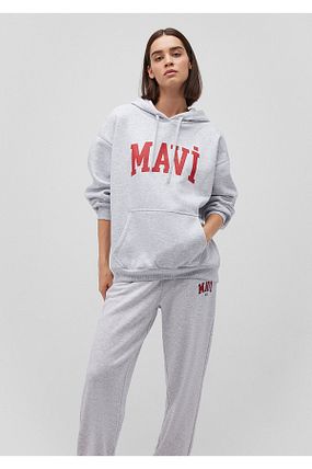 Mavi Logo Bask l Kapu onlu Gri Sweatshirt 1600361 85438 Fiyat Yorumlar Trendyol