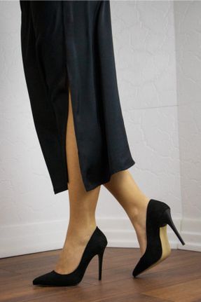کفش مجلسی مشکی زنانه جیر پاشنه بلند ( +10 cm) پاشنه نازک کد 39492807
