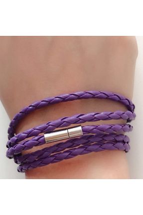 دستبند جواهر بنفش زنانه چرم abbsee - کد 46484508