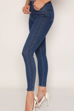 شلوار جین آبی زنانه پاچه تنگ فاق بلند جین کد 46657071