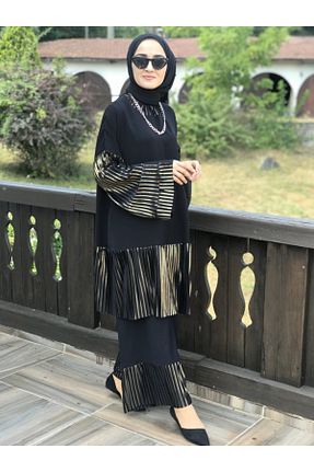 ست بالاتنه و پائین تنه حجاب مشکی زنانه گشاد AYSUN AYDEMİR - کد 46907773
