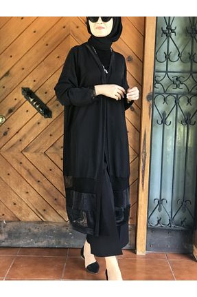 کیمونو و کافتان مشکی زنانه پنبه ای AYSUN AYDEMİR - کد 46907930