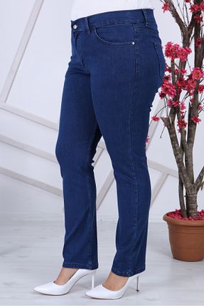 شلوار سایز بزرگ آبی زنانه پنبه ای Gül Moda - کد 52393581