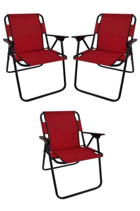 صندلی کمپ قرمز فلزی 3