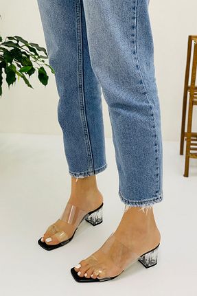 دمپائی مشکی زنانه چرم مصنوعی MYPOPPİSHOES - کد 36757767