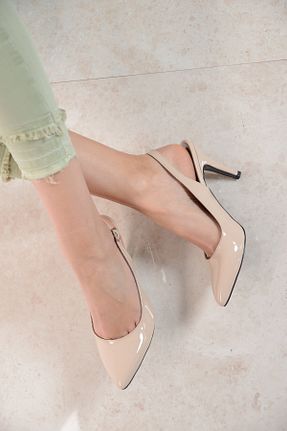 کفش پاشنه بلند کلاسیک بژ زنانه پارچه Shoes Time - کد 36902935