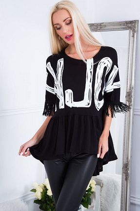 بلوز مشکی زنانه چاپی fasardi - کد 148413666