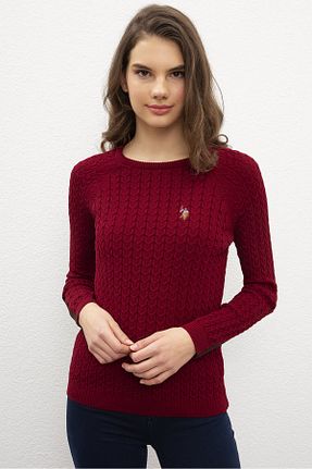 پلیور زرشکی زنانه ساده U.S. Polo Assn. - کد 34988920