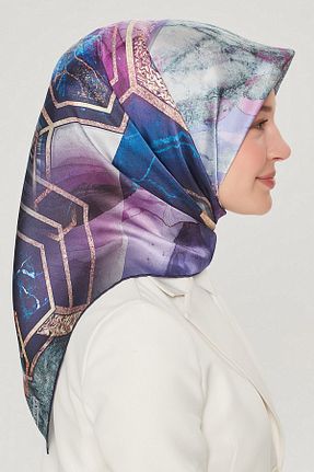 روسری سرمه ای کرپ ساتن ابریشم Armine - کد 684517101