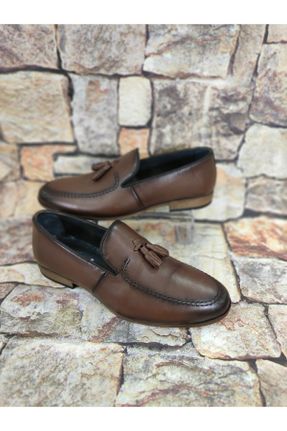 کفش کلاسیک قهوه ای مردانه چرم طبیعی کد 96590642