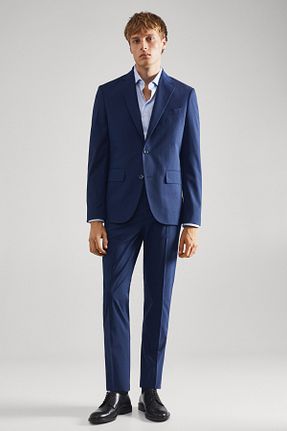 شلوار آبی مردانه پارچه MANGO Man - کد 738517883