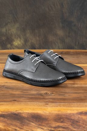 کفش کژوال طوسی مردانه چرم طبیعی پاشنه کوتاه ( 4 - 1 cm ) پاشنه ساده کد 761360489