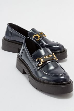 کفش لوفر سرمه ای زنانه چرم مصنوعی luvishoes - کد 761312852