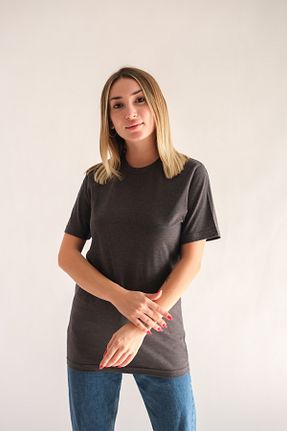 تیشرت طوسی زنانه اورسایز Mucemi - کد 761445300