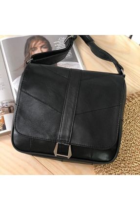 کیف دوشی مشکی زنانه چرم خالص Deribag - کد 289687746