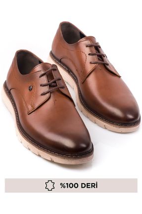 کفش کلاسیک قهوه ای مردانه چرم طبیعی پاشنه کوتاه ( 4 - 1 cm ) کد 762359274