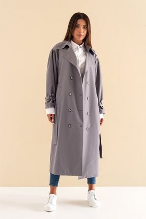 ترنچکت طوسی زنانه پنبه ای Heggo - کد 762686534