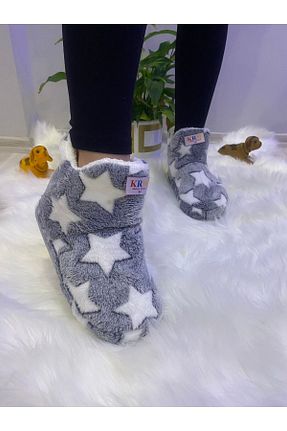 بوت خانگی طوسی زنانه مخملی VanesaModa - کد 761138191