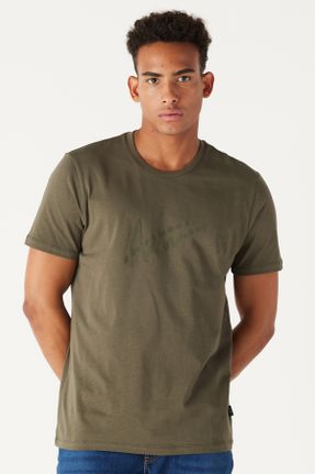 تی شرت خاکی مردانه رگولار یقه گرد تکی کد 736825272