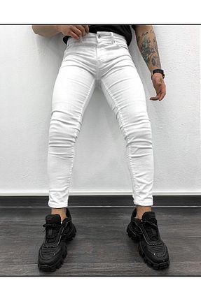 شلوار جین سفید مردانه پاچه تنگ ukdwear - کد 99438210