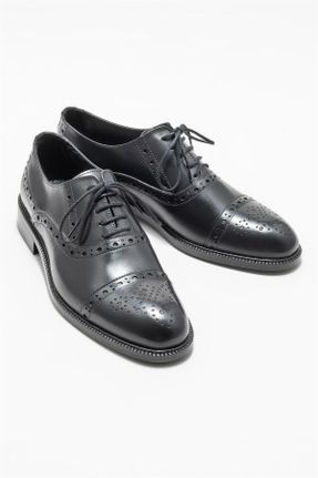 کفش کلاسیک مشکی مردانه چرم طبیعی پاشنه کوتاه ( 4 - 1 cm ) پاشنه ساده کد 761747360