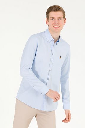 پیراهن آبی مردانه یقه دکمه دار U.S. Polo Assn. - کد 762010768