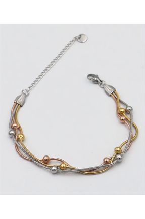 دستبند استیل طلائی زنانه فولاد ( استیل ) کد 762136102