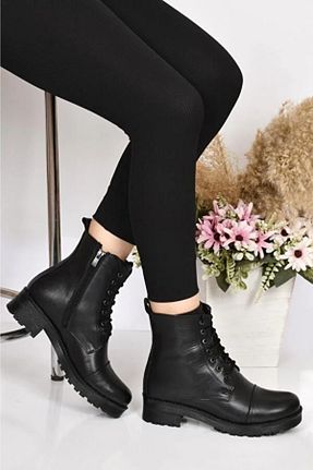 بوت / نیم بوت مشکی زنانه چرم خالص Scavia - کد 762239568