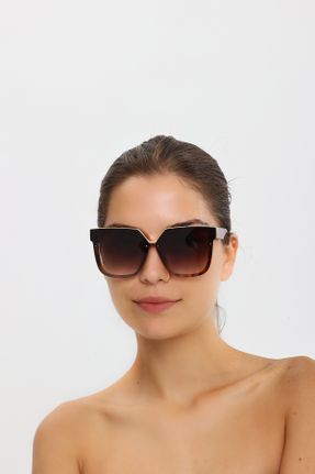 عینک آفتابی قهوه ای زنانه 50 UV400 استخوان مات مستطیل کد 762271308