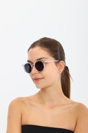 عینک آفتابی مشکی زنانه 46 UV400 استخوان مات گرد کد 762570031
