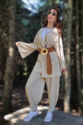 کیمونو و کافتان قهوه ای زنانه بافتنی MODA DERİN - کد 762618630