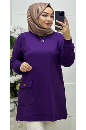 تونیک حجاب بنفش زنانه پنبه ای Ebrarengiz Moda - کد 762944390
