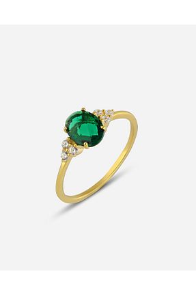 انگشتر نقره طلائی زنانه زمرد MEKS JEWELS - کد 763065206