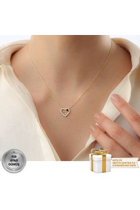 گردنبند نقره طلائی زنانه 925 عیار Gümüşistan - کد 729867025