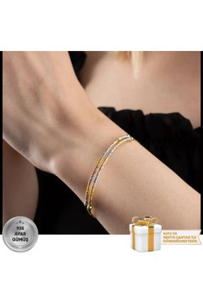 دستبند نقره طلائی زنانه کد 364268622