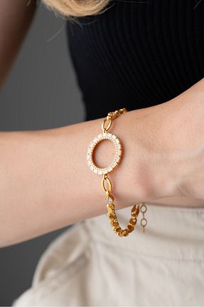 دستبند نقره طلائی زنانه 925 عیار Gümüşistan - کد 759498570