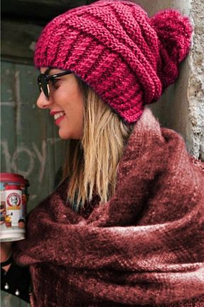 کلاه پشمی صورتی زنانه پنبه ای EKstore - کد 763154181
